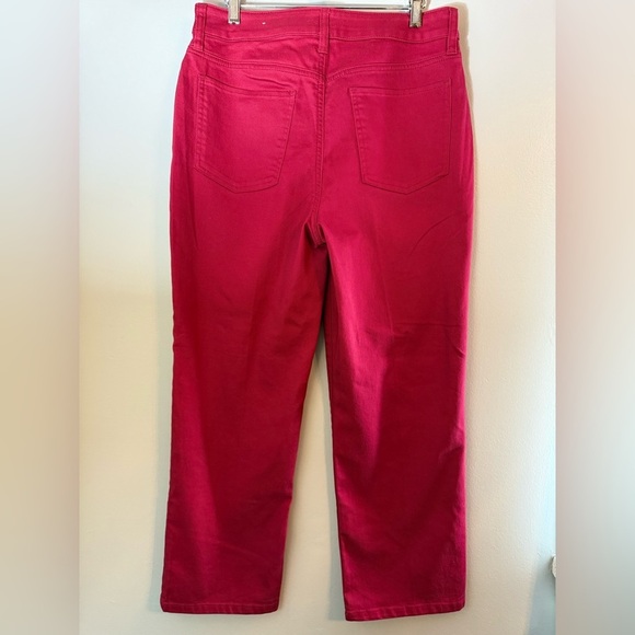 NWOT Chico's Cherry Red High-Rise Straight-Leg Crops US Size 8 Chico's Size 1 - Picture 2 of 13